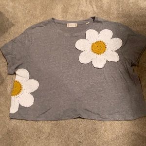 Grey flower crop top